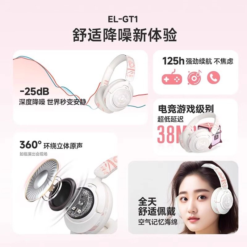 German Berlin Sound Active Noise-Cancelling Headphones Bluetooth Wireless Computer Gaming Wired Microphone Ultra-Long Battery Life