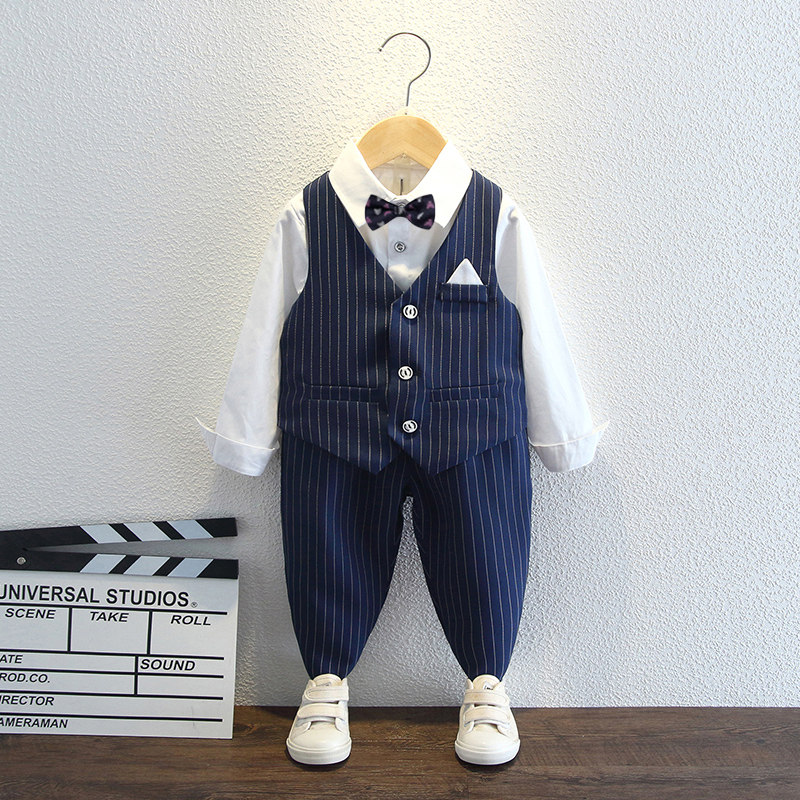 Boy suit Spring and autumn Children's handsome masculinity gown gown baby fall casual birthday wedding suit Children's suit
