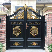 Aluminum art yard gate villa opposite door aluminum alloy courtyard gate home country yard double open garden gate