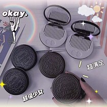 Mirror to carry Comb Cute Olio Chocolate Cookies Ins Creativity Outdoor Carry-on Mini folding