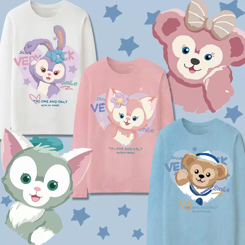 Кроссоверний тениска Disney женская с длинным рукавом осень Lina Belle Stella костюм девочек Duffy Shirley Mei одежда