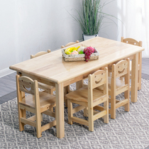 Home learning small dining table rectangular handmade desk kindergarten special table solid wood childrens desk and chair set