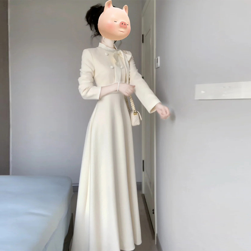 Rich Girl's Chanel-Style Dress, 26 Winter Model, Miu Miu Style, Fake Two-Piece French High-End Elegant Long Dress