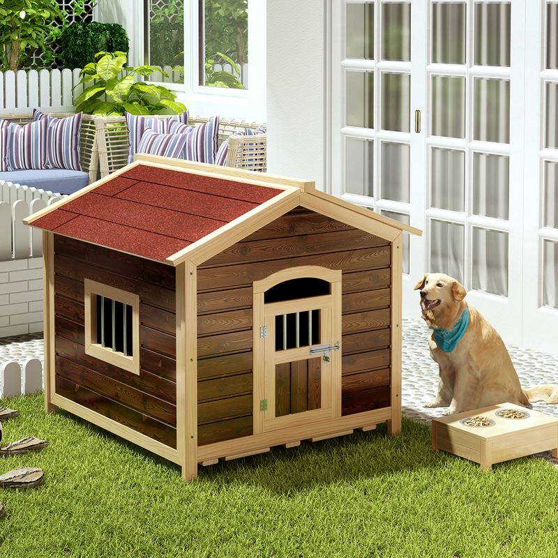 Large dog cage outdoor large dog rainproof wooden kennel outdoor log house dog house indoor Labrador solid wood