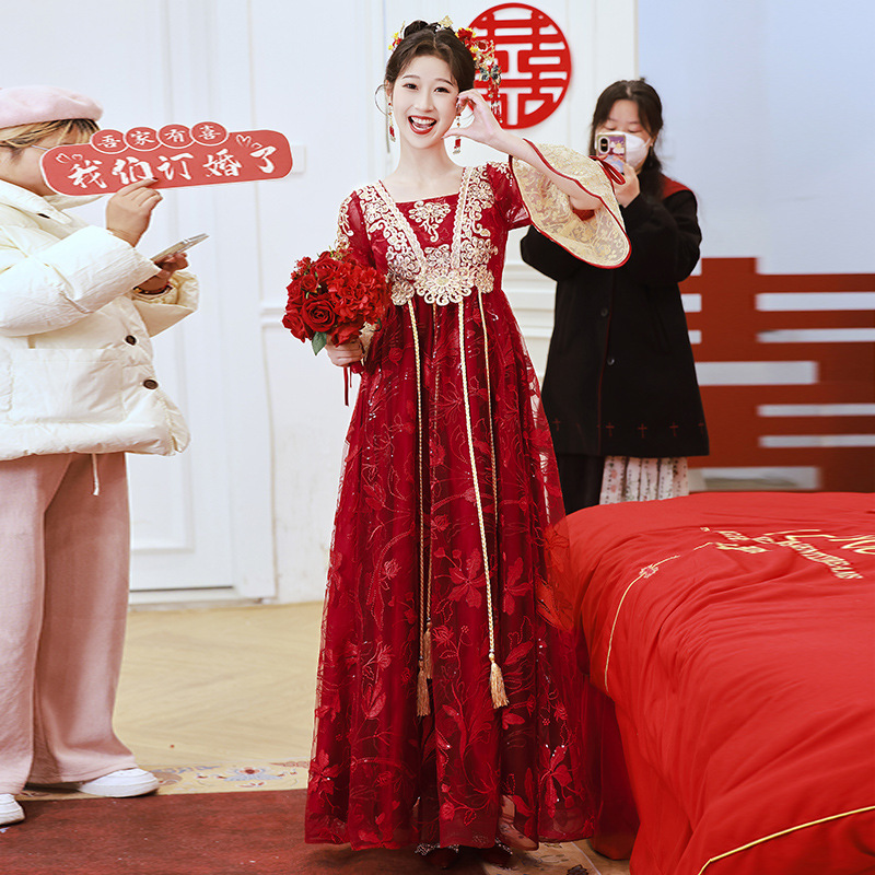 2026 Spring/Summer New Maternity Toasting Dress Plus Size for Chubby Women Bride High Waist Belly Covering Chinese Style Engagement Xiuhe Dress