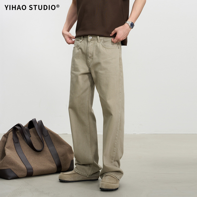Yihao Studio Summer New Style Pure Cotton Straight Loose Jeans High-End Simple Casual Versatile Men's Pants