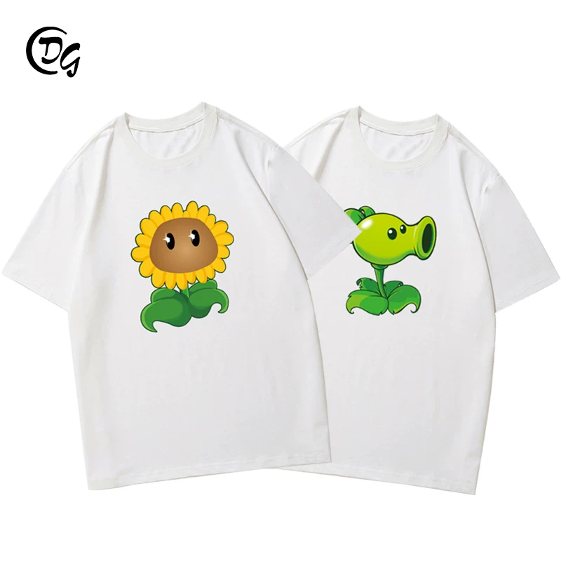 Хлопковые Plants vs. Zombies, детская футболка с коротким рукавом, детская одежда, подсолнечник, свободный крой