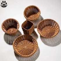 Imitation rattan woven small fruit plate woven storage basket creative KTV restaurant snack basket French fries basket desktop storage