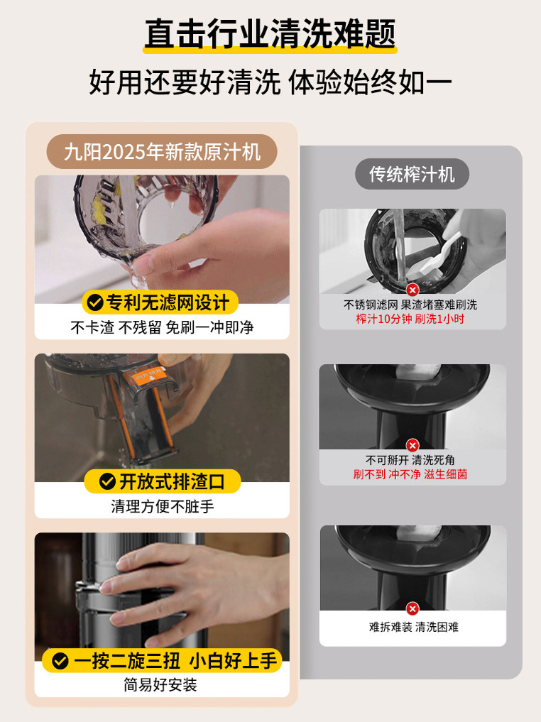 Joyoung Three-Stage Juicer, Original Juice Machine for Home Use, Fully Automatic Pulp and Juice Separation, Juice Processor, Official Genuine New Model