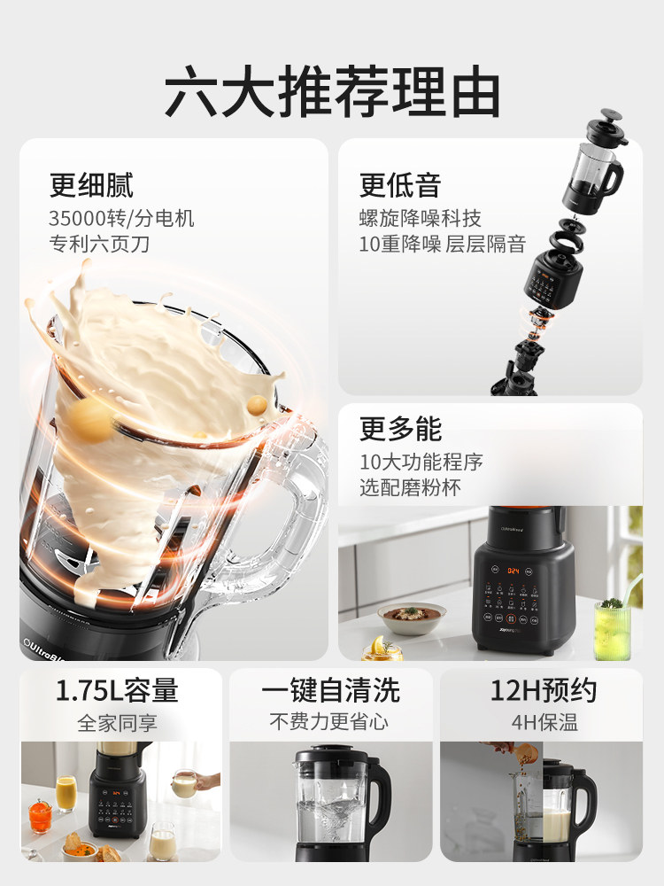 Joyoung Blender for Home Use, New Multifunctional Soy Milk Maker, Low-Noise Cooking, Fully Automatic, Genuine Official Flagship Product for Cooking