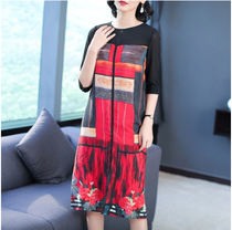 2019 early autumn womens long dress fat mm early autumn temperament mature 35 a 45 noble lady dress high-end foreign style