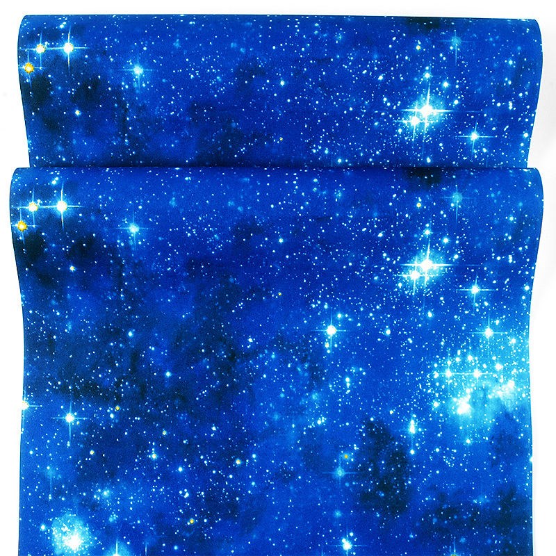 Star curtain outer space planet universe star planet wallpaper ceiling paste top wallpaper children's room blue main