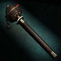 Old Tibetan treasure and silver inlaid gemstone prayer wheel weight 380 grams length 35 cm width 11 cm