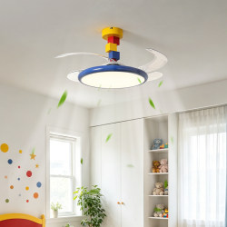 Memphis Color Block Wind Whisper Fan Lamp Designer Dopamine Creative Children's Bedroom Invisible Fan Blade Fan Lamp