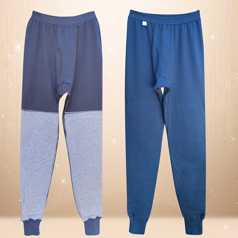 Three guns plus knee pads sanitary pants men's pure cotton middle-aged and elderly loose inner wear warm autumn and winter old-fashioned thickened cotton wool