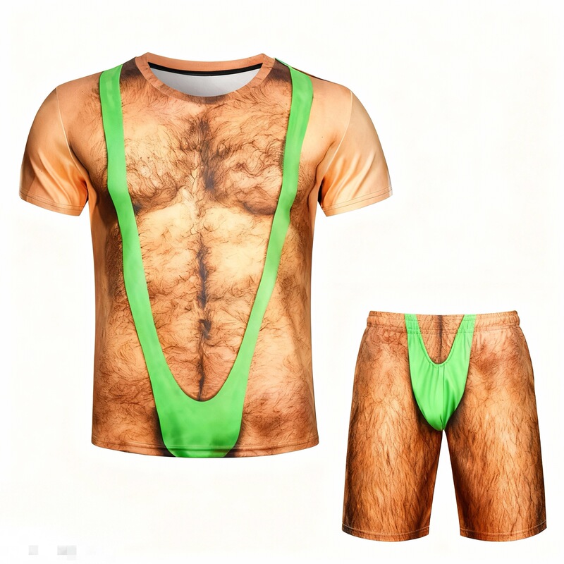 Summer New Style Corn Abs 3D Printed T-Shirt for Men and Women, Youthful Fashion Trendy Quirky Set