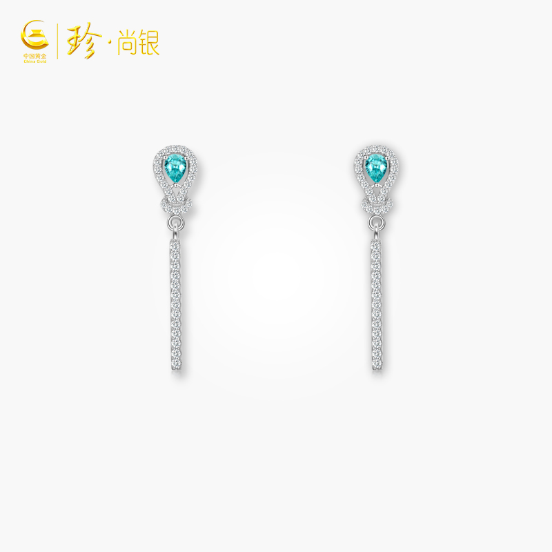 (China Gold) Zhenshang Silver Balloon Ear Needle 2022 New Trendy Ear Needle Texture Fashion Temperament Earrings