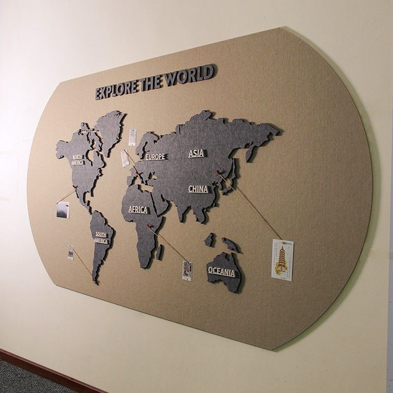 World Map Felt Wall Stickers Simple Version World Map Felt Wall Stickers Abstract Concept Style Beautification Decoration Company