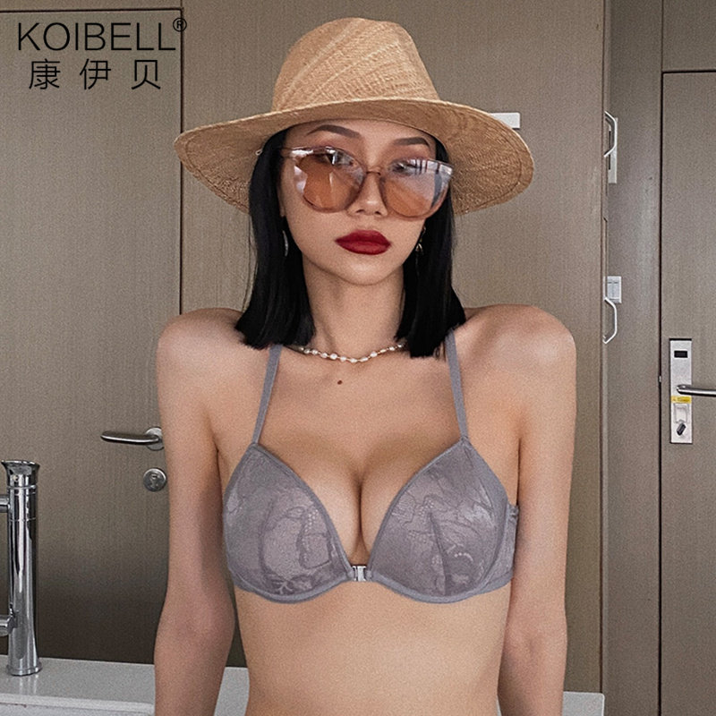 KOIBELL Underwear Women's Small Breasts Gathered, Paired Breasts, Anti-Sagging, Top-Up, Sexy Beautiful Back Underwear Set, Front Buckle Bra - Taobao