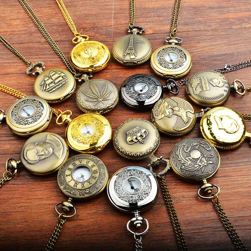 Pocket watch retro mechanical imported movement male flip creative couple student female quartz non-mechanical hanging watch female pendant