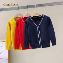 Childrens cardiovert sweater pure cotton winter student school uniforms Chunqiu girl jacket boy college wind-knit jersey TR1010