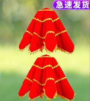 Gold velvet dance handkerchief for childrens grade examination linen red octagonal scarf square dance duet thickened yangxi singers handkerchief