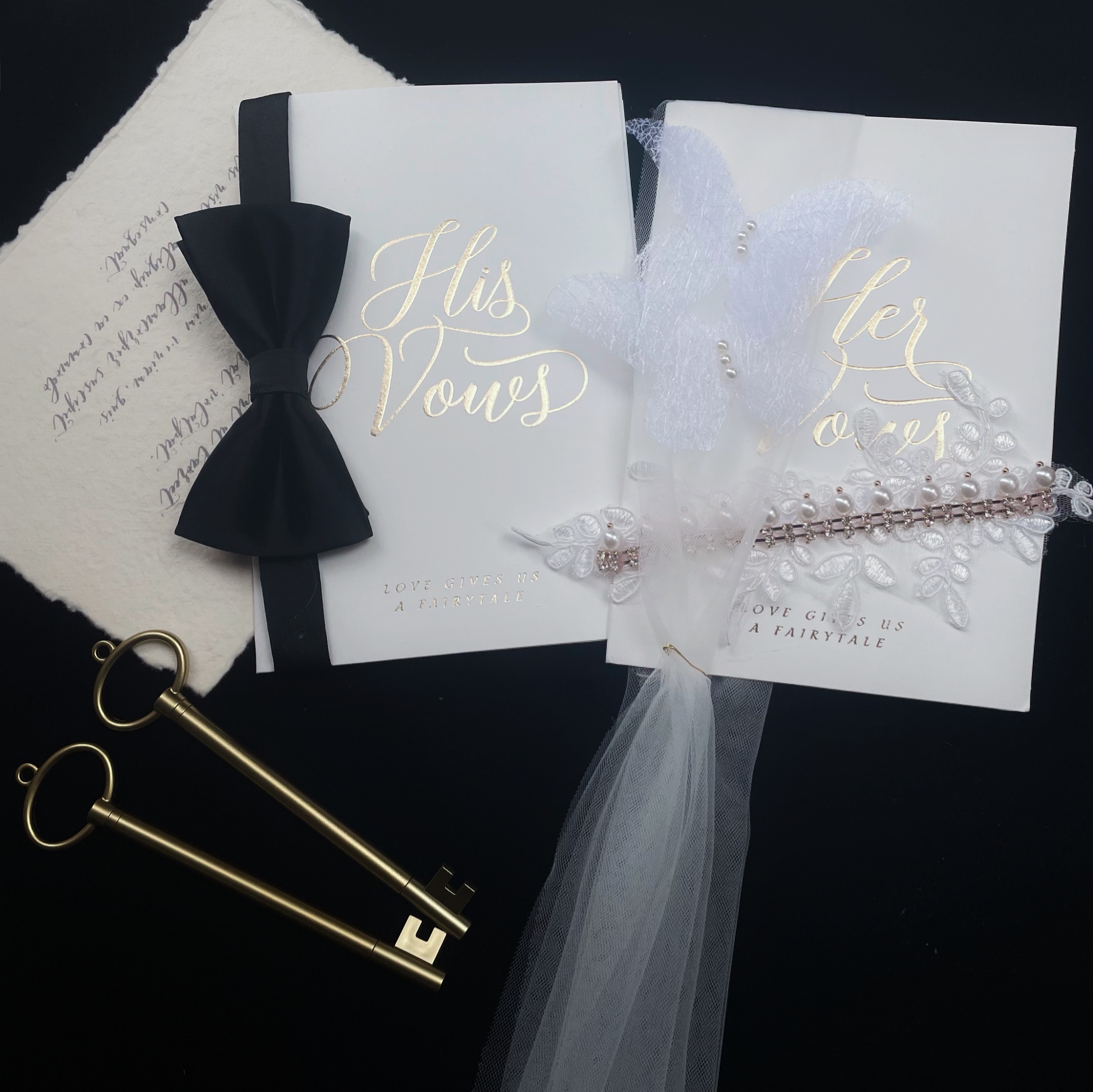 Oath card oath card high-end ins bow tie lace bride and groom wedding oath speech this guarantee letter bronzing