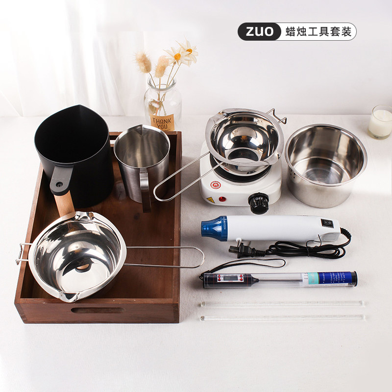 ZUO homemade incense candle tool suit thermometer chemical wax boiler heating furnace melted wax by hand to make diy material