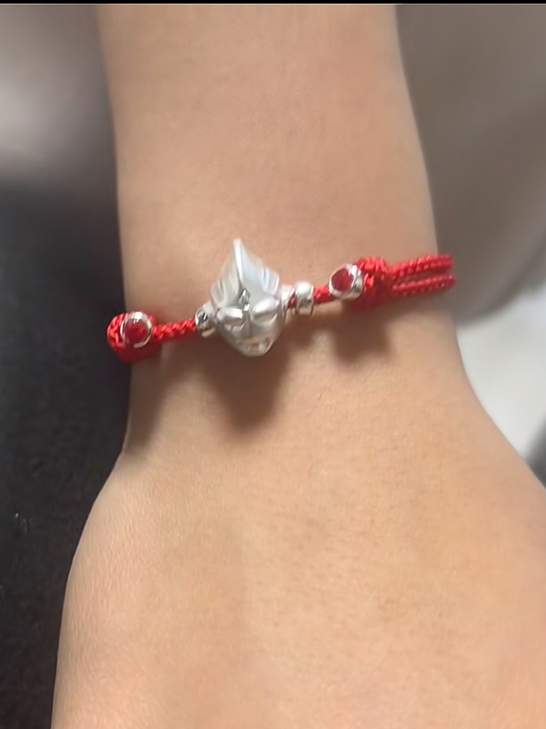 Pure Silver 999 Childhood Cool Ultraman Tiga Cartoon Red String Bracelet Baby Children's Day Birthday Gift