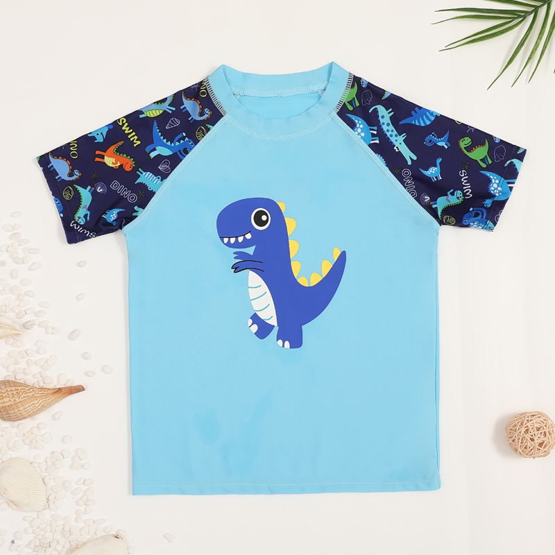 Children's swimsuit one-piece blouse boy split in boy small dinosaur sunscreen sunbathing suit little kids speed dry swimsuit-Taobao