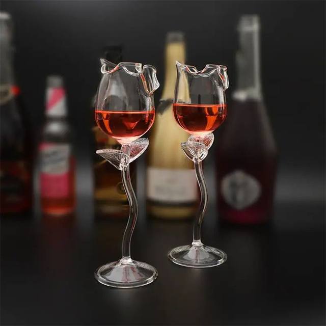 FancyRedWineGobletWineCocktailGlasses100mlRoseFlowe