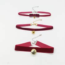 Christmas rocking bell Dressing Bell Neckline Item Ring Woman Neck Necklace Clothing Accessories Delight Red Velvet Neck Chain Collarbone Chain