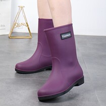Bucket Shoes Female Non-slip Winter Warm Detachable Short Drum Rain Boots Fashion Middle Cylinder Cotton Water Boots Inner Sleeve Glint Thickened
