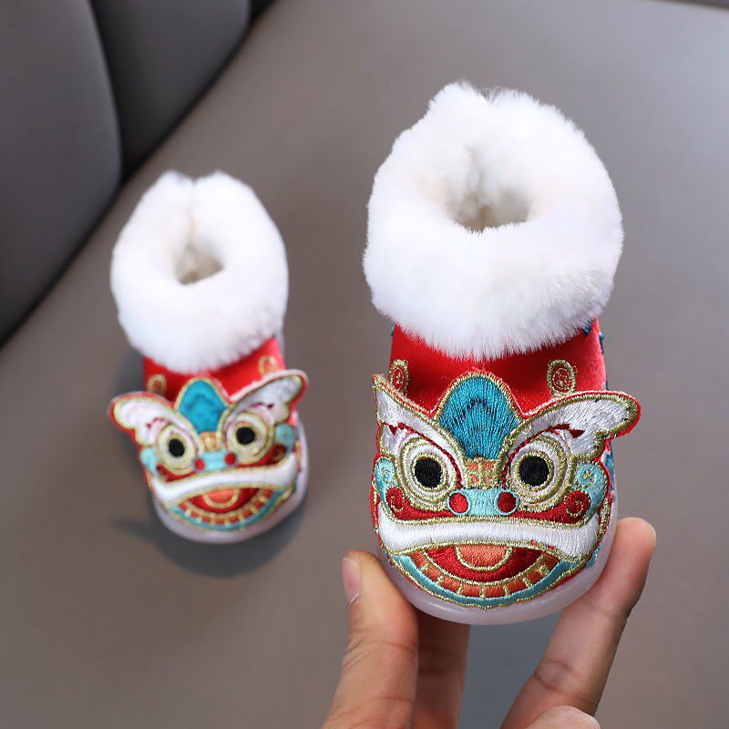 Tiger head shoes baby 100 days 1 week old male and female treasure newborn full moon baby winter thickened and gapped anti-fall cotton shoes