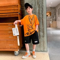 Korean boy summer sports suit 2022 summer new childrens thin section handsome fat boy two-piece suit