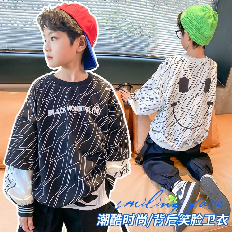 Tide brand children's clothing boys 2022 autumn new middle and big boys tops pullover Korean style autumn clothes western style sweater