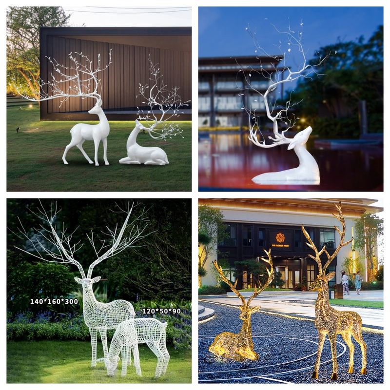 Stainless Steel Deer Sculpture for Sales Office, Hotel, Clubhouse Lobby Decoration, Iron Art Hollow Steel Wire Deer Ornament Stainless Steel Deer Sculpture for Sales Office, Hotel, Clubhouse Lobby Decoration, Iron Art Hollow Steel Wire Deer Ornament