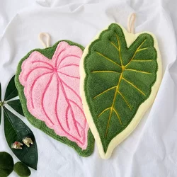 Buy One Get Two Plant Leaf Hand Towels, Hanging Type, for Kitchen, Bathroom, Portable Towel, Cleaning Cloth