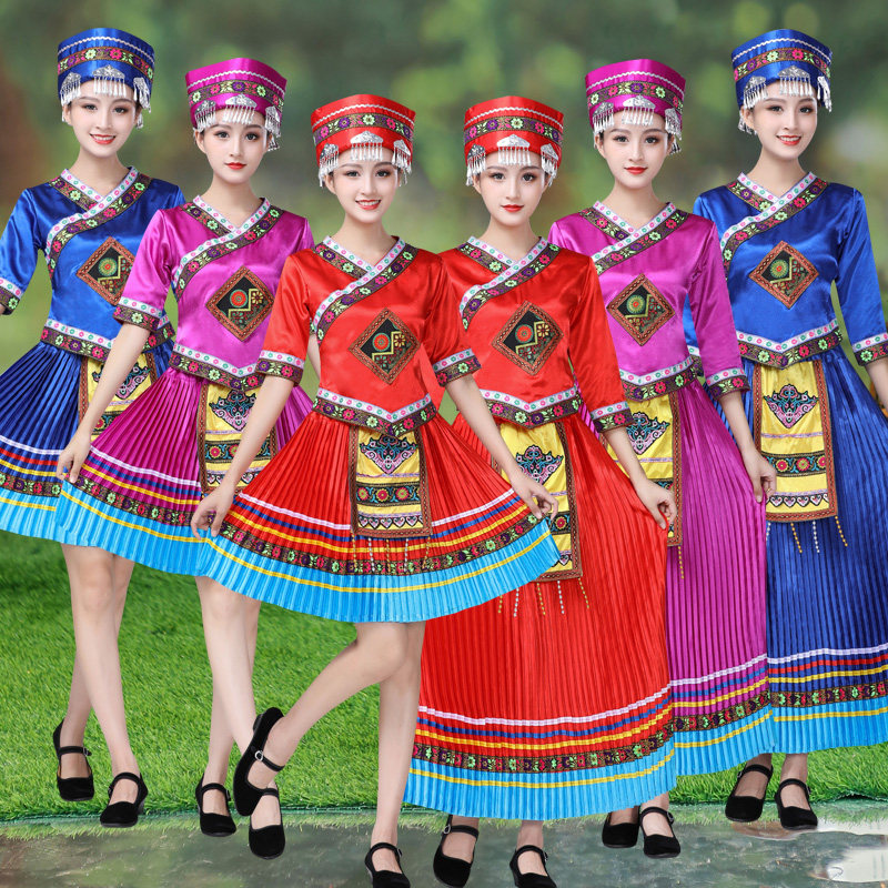 Новые костюмы мяо, женщины Яо, этническое меньшинство Юньнань И, Чжуан, Ли, танцевальные костюмы Туцзя Изображение 1