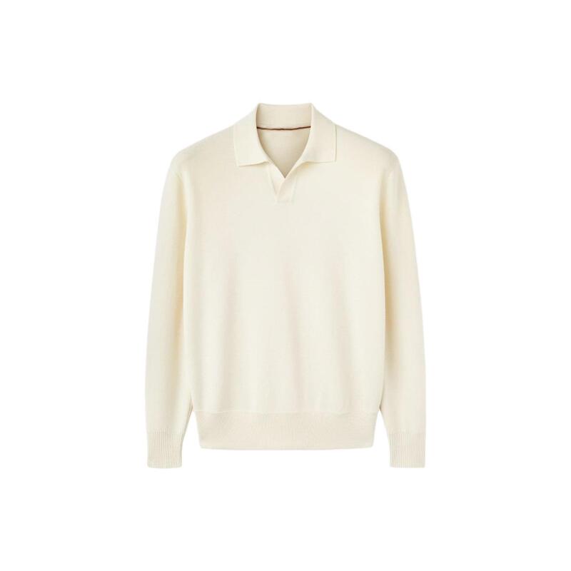 Sososry Old Money Lp Style 15.5 Micron Super160's Merino Pure Wool Polo Knit Sweater