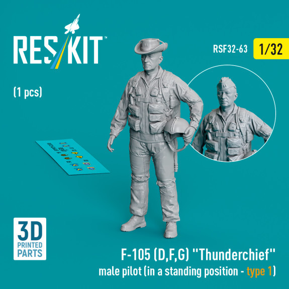 Reskit Rsf320063 F105D/F/G Thunderbolt Male Pilot Soldier Standing Posture Type 1 1/32