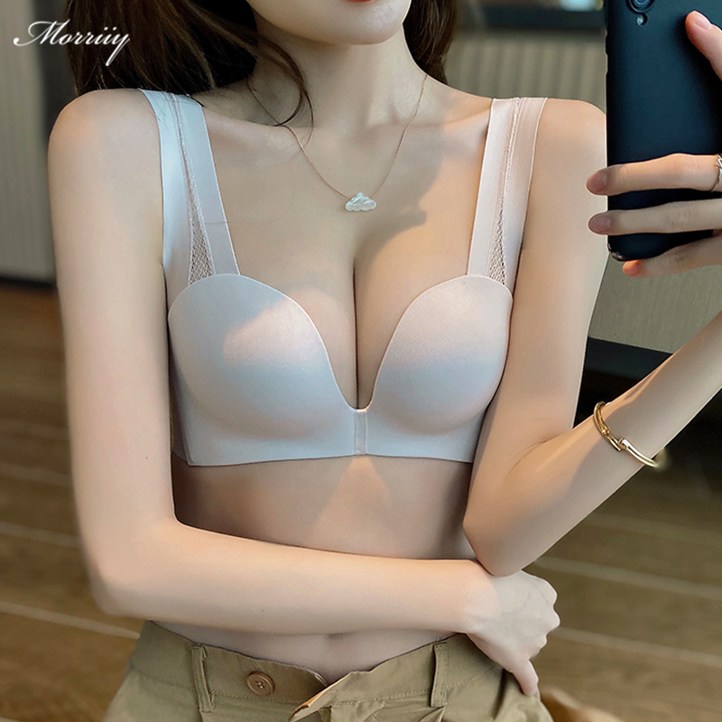 One-piece seamless underwear women's summer thin adjustable bra without steel ring