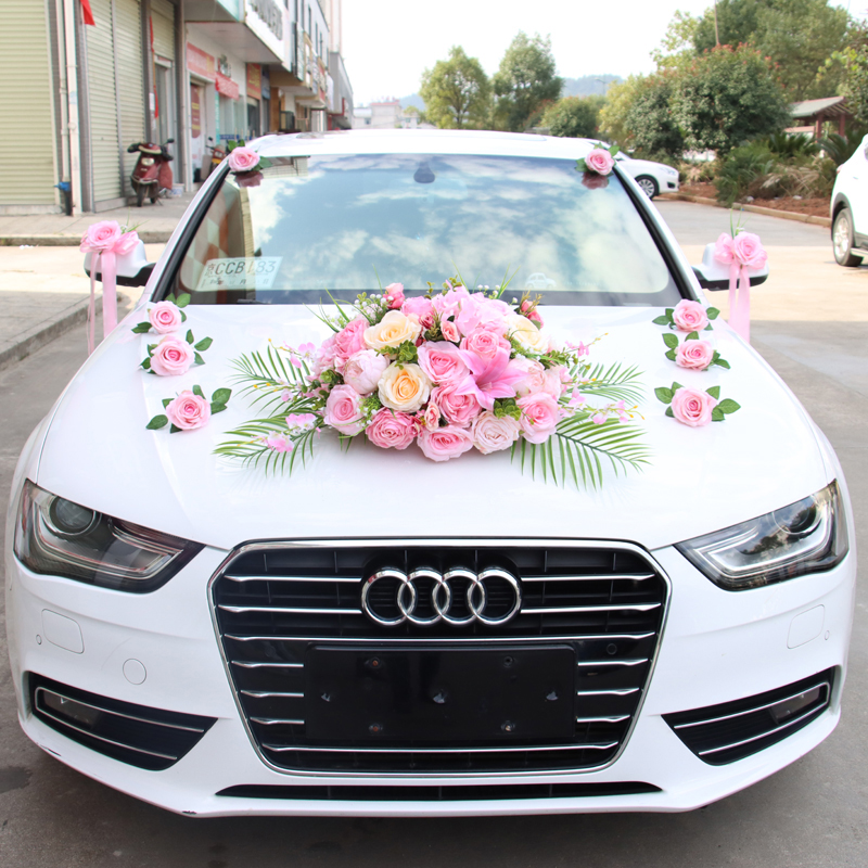 Creative Sensuality Main Wedding Car Decoration Car Head Flower Supplies Suit Emulated Flower Car Wedding Fleet Laflower Full Set-Taobao