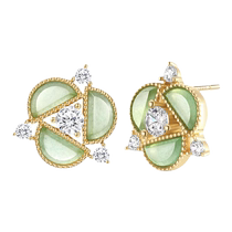 Fanci Fan Qi Silver Jewelry (Rose Series) Half-Moon Rose Earrings Aventurine Womens 925 Silver Light Luxury Gift
