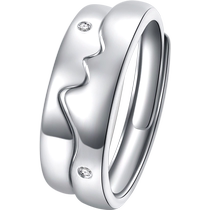 Fanci Fan Qi silver decoration Kiss lovers adjusting ring birthday present to the ring minimalist Wavy Opening