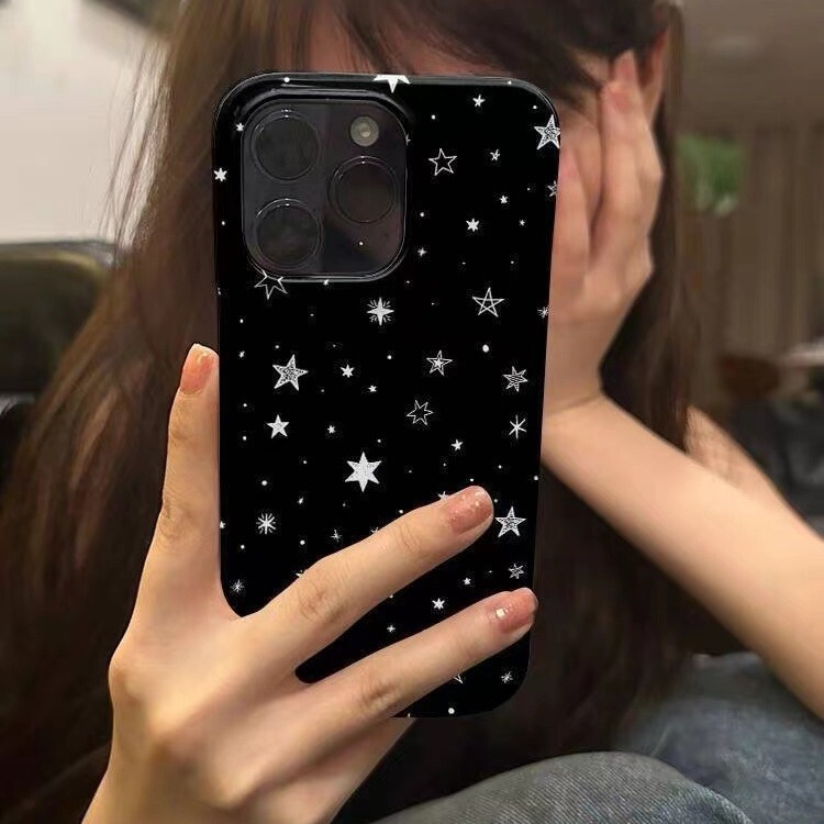 ins Wind Five-Pointed Star Sky Is Suitable for iPhone 15 Pro Max Silicone Soft Shell Apple 14Promax Phone Case 13 High-End Feel 12 Anti-Drop 11 Simple 16Promax Protective Case