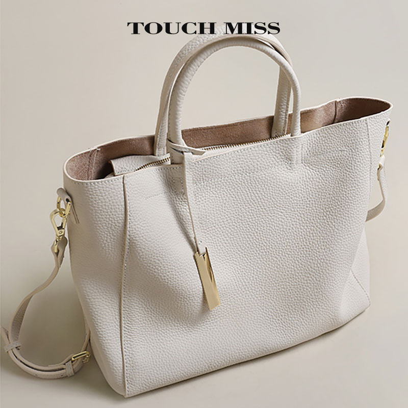 Touch Miss Women's Bag First Layer Cowhide Tote Bag Large Capacity Crossbody Handbag High-End Simple
