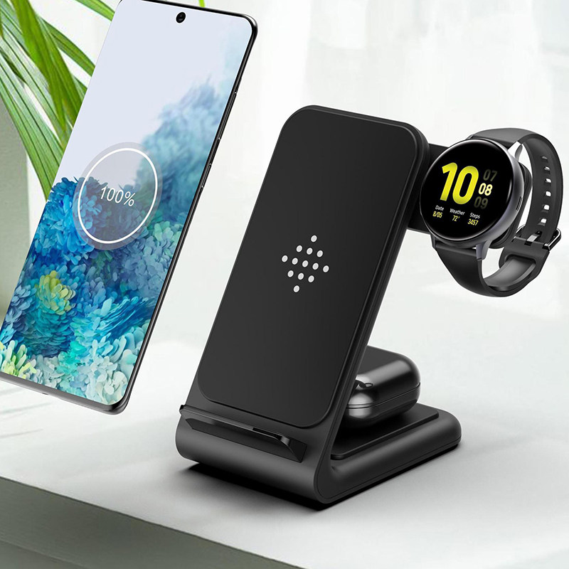 Green Pepcan 15W three-in-one wireless charging for Apple 13 iPhone12 Watch bracket Samsung