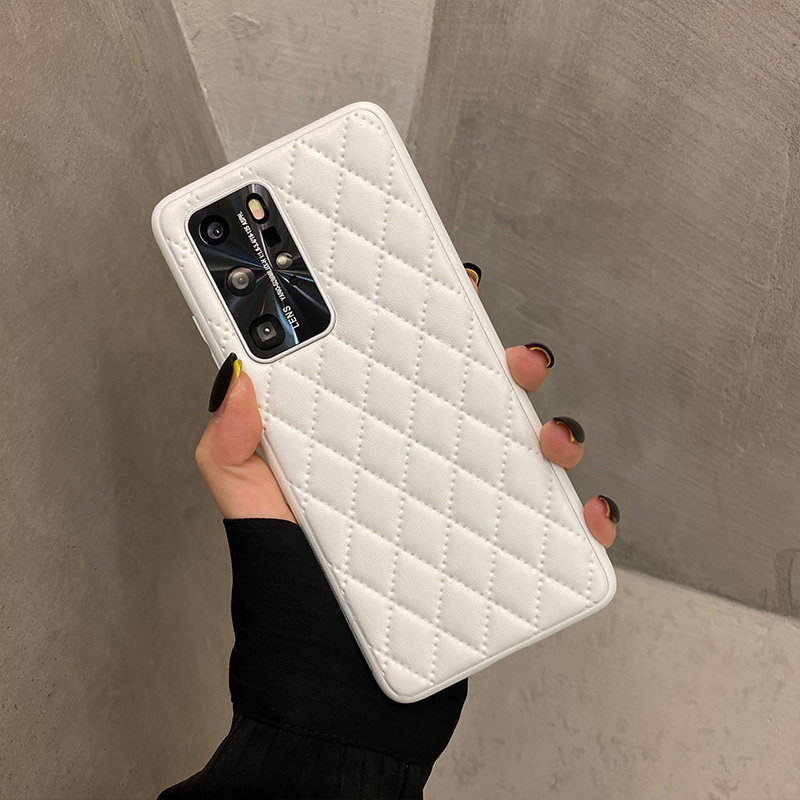 Rhombus leather pattern suitable for Huawei p40pro mobile phone protective case new p40 protective case ins net red female model high-end niche goddess lens all-inclusive anti-fall por luxury lattice soft shell tide brand male