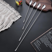 Extended spiral handle water drop 304 stainless steel juice milk tea bar spoon hot-selling cocktail swizzle stick stirring spoon